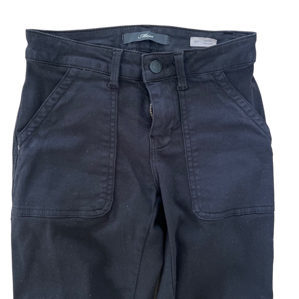 Mavi Ivy Slim Cargo Mid Rise Pant, Black - Size 24 - Picture 11 of 11